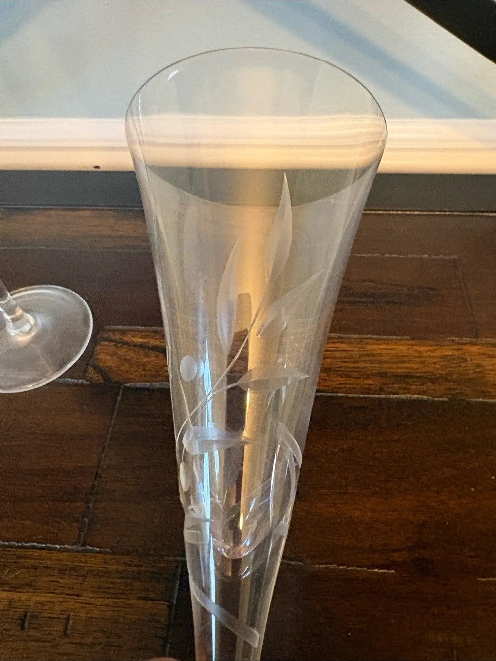 Etched Lenox Crystal Champagne Flutes - Clear Glass (Set of 2)